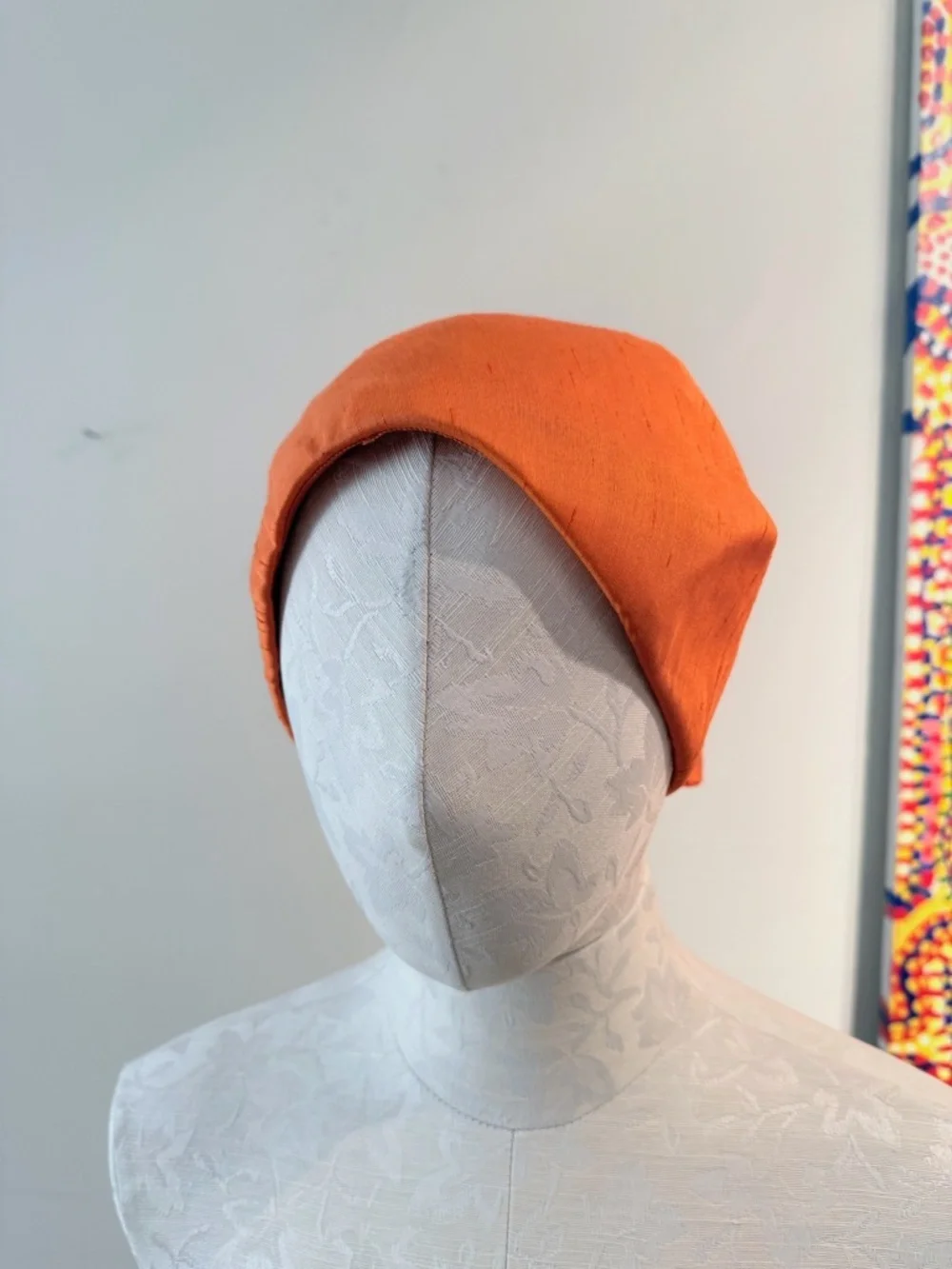 Vintage Saks Fifth Avenue ,Orange Raw Silk-like Turban